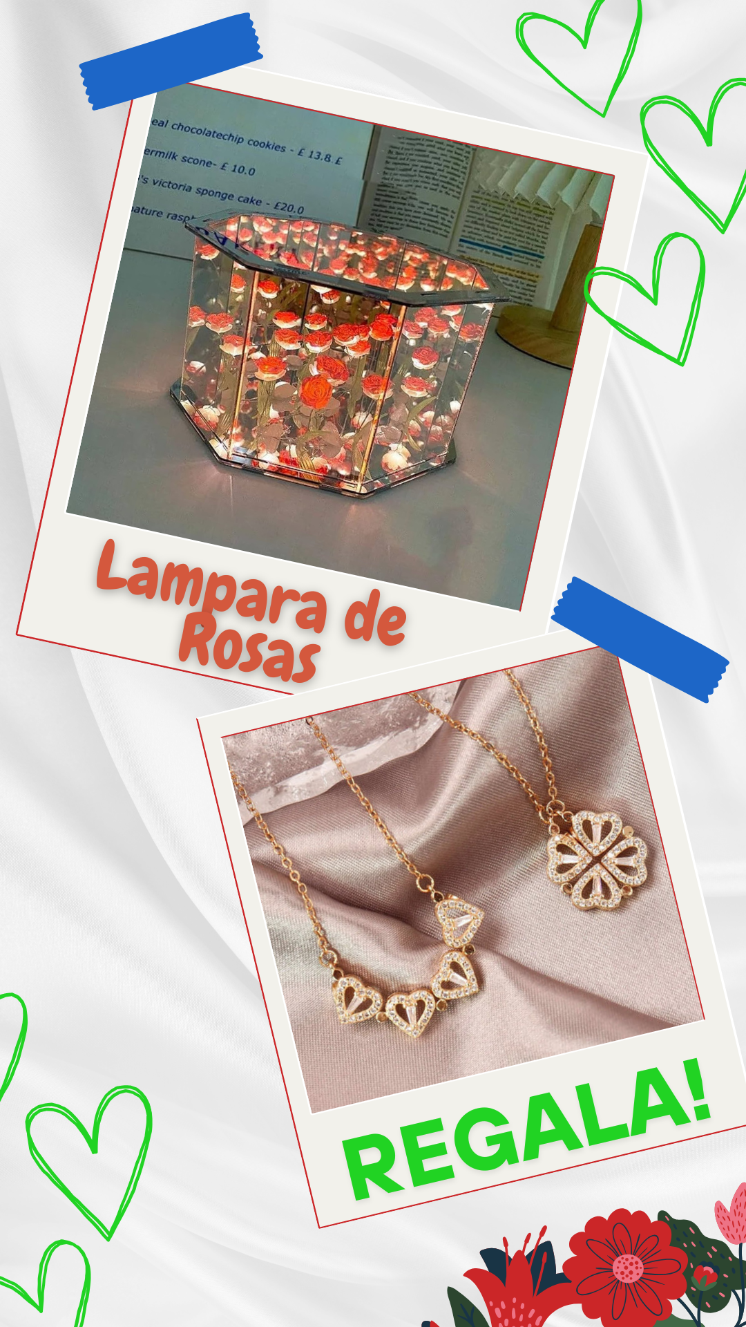 Lampara Hexagonal de Rosas + Collar de Trebol